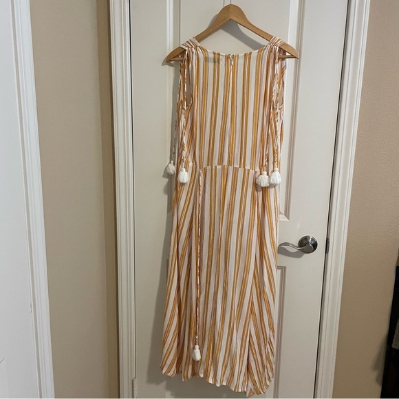 Faithfull The Brand Claudia Sun Azure Striped Midi Dress Yellow Size 4 - Picture 13 of 15